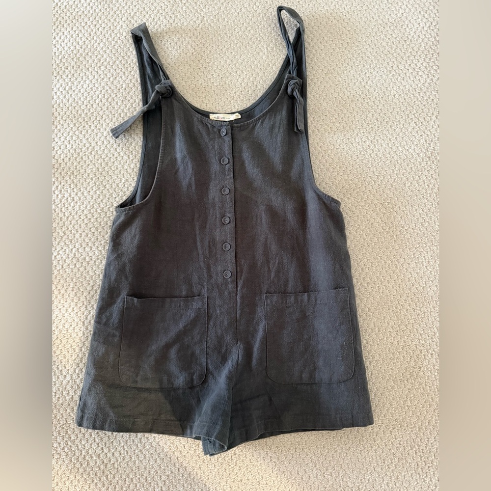 Millibon Charcoal Button-Front Romper